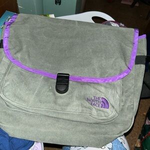 VTG North Face Olive and Purple Men's Messenger Bag